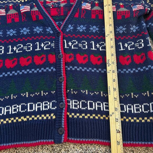 Vintage Americana Cardigan Teacher Patriotic Granny Eclectic Cottagecore LARGE - Picture 8 of 11